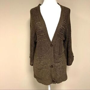 Preswick & Moore brown cardigan with button sleeves M